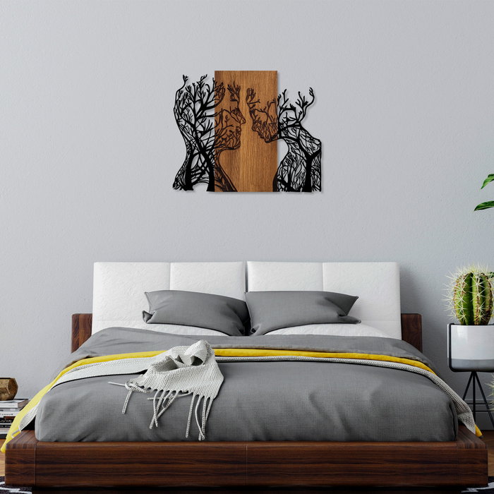 Wallity Tree Woman And Man - Escultura de Pared de Madera y Metal